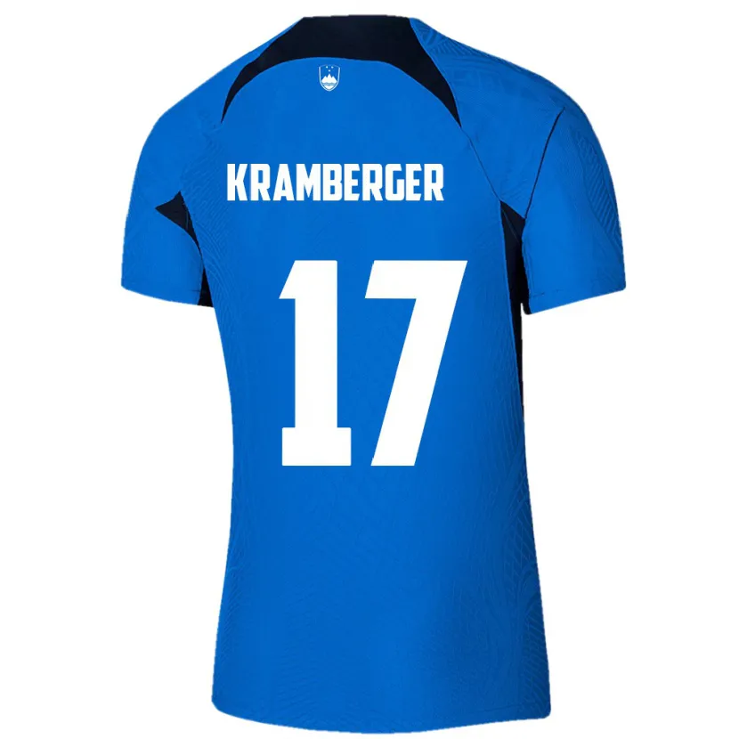Danxen Niño Camiseta Eslovenia Enej Kramberger #17 Azul 2ª Equipación 24-26 La Camisa México