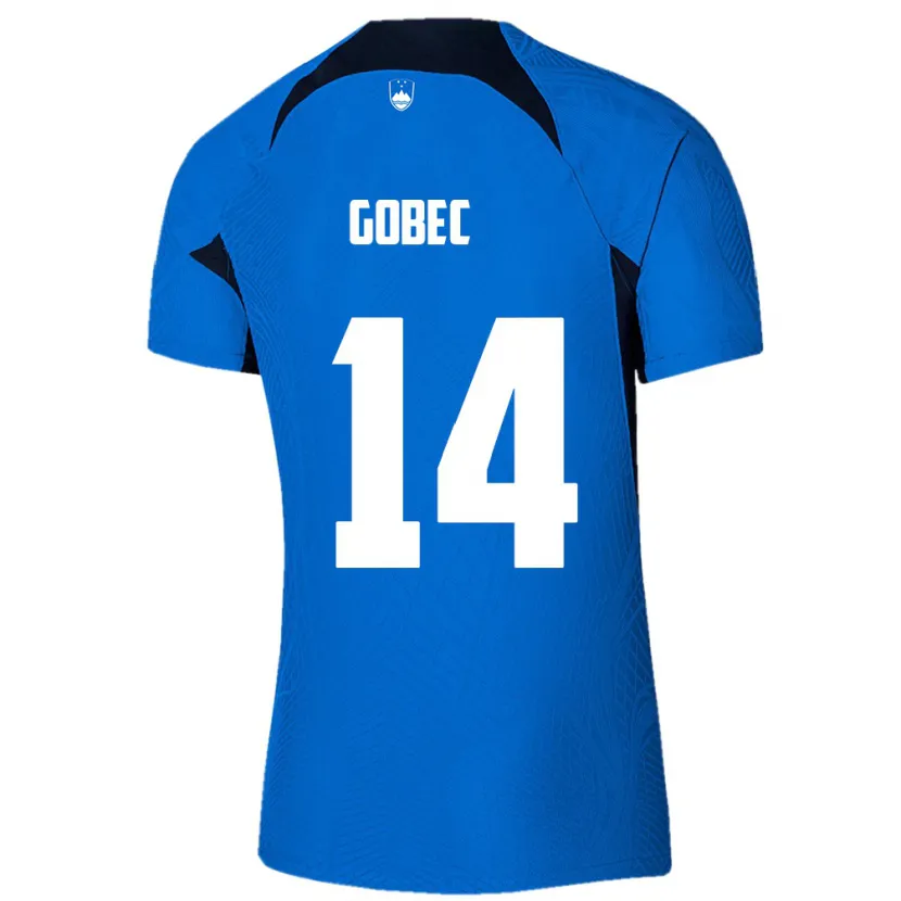 Danxen Niño Camiseta Eslovenia Stijan Gobec #14 Azul 2ª Equipación 24-26 La Camisa México