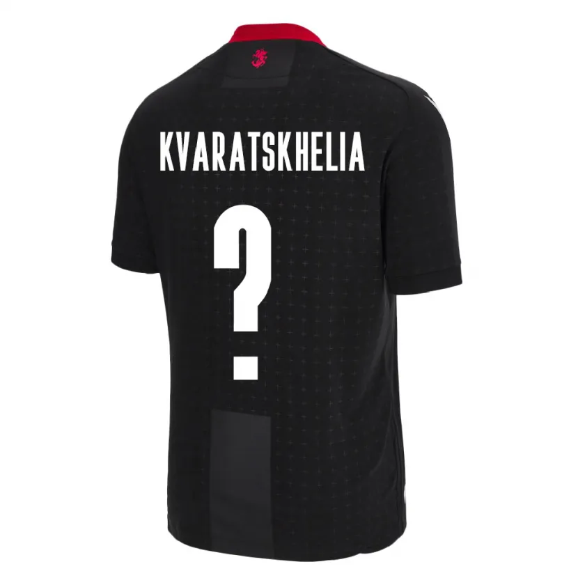 Danxen Niño Camiseta Georgia Lasha Kvaratskhelia #0 Negro 2ª Equipación 24-26 La Camisa México