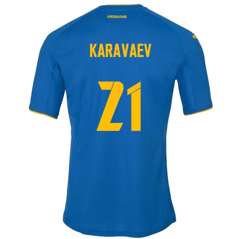 Danxen Niño Camiseta Ucrania Oleksandr Karavaev #21 Azul 2ª Equipación 24-26 La Camisa México