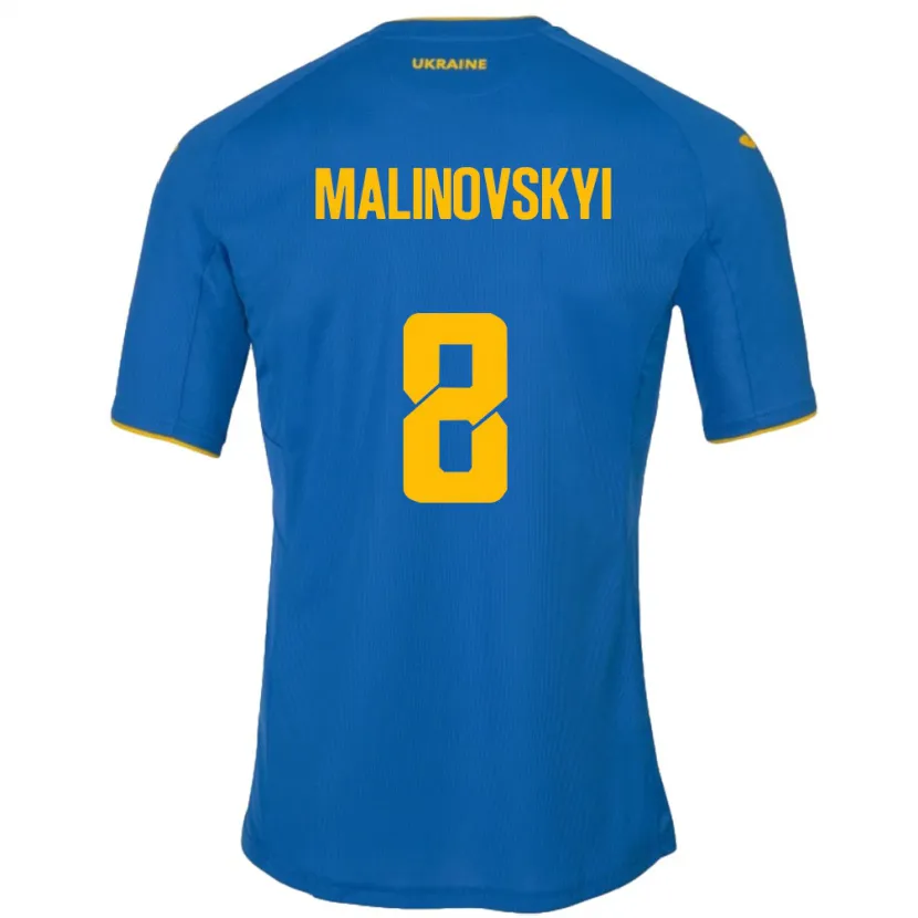 Danxen Niño Camiseta Ucrania Ruslan Malinovskyi #8 Azul 2ª Equipación 24-26 La Camisa México