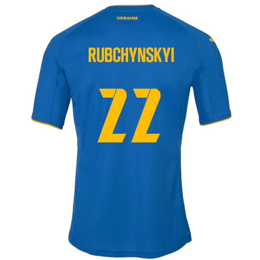 Danxen Niño Camiseta Ucrania Valentyn Rubchynskyi #22 Azul 2ª Equipación 24-26 La Camisa México