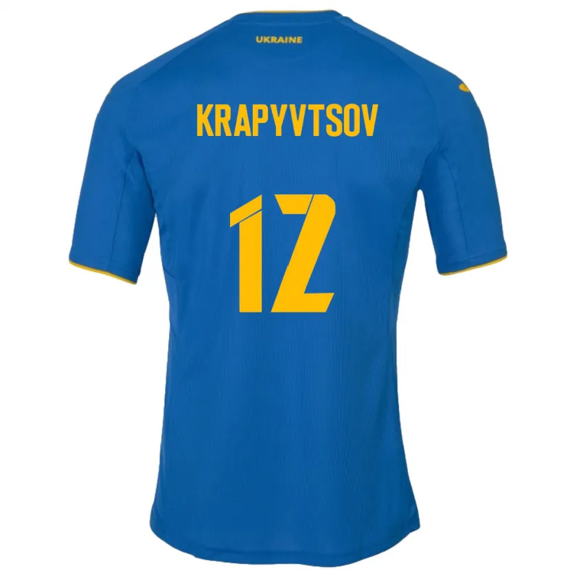 Danxen Niño Camiseta Ucrania Vladyslav Krapyvtsov #12 Azul 2ª Equipación 24-26 La Camisa México