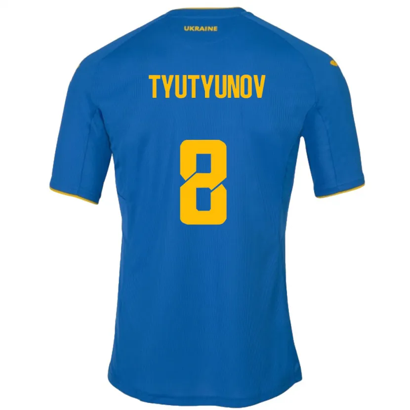 Danxen Niño Camiseta Ucrania Vladyslav Tyutyunov #8 Azul 2ª Equipación 24-26 La Camisa México