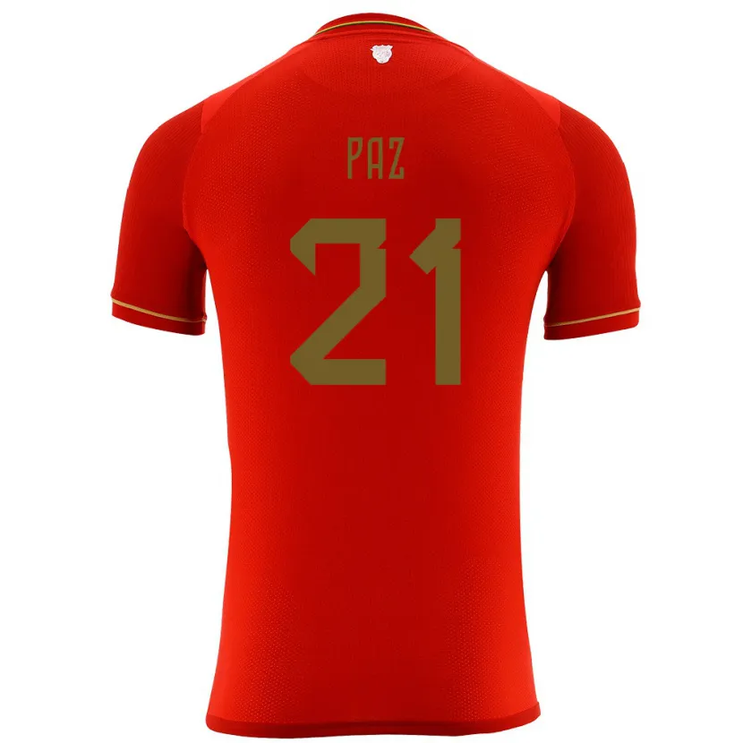 Danxen Niño Camiseta Bolivia Luis Paz #21 Rojo 2ª Equipación 24-26 La Camisa México