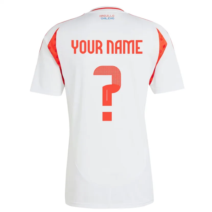 Danxen Niño Camiseta Chile Su Nombre #0 Blanco 2ª Equipación 24-26 La Camisa México