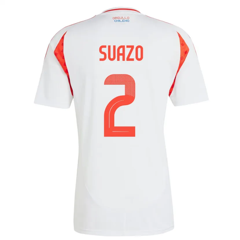 Danxen Niño Camiseta Chile Gabriel Suazo #2 Blanco 2ª Equipación 24-26 La Camisa México