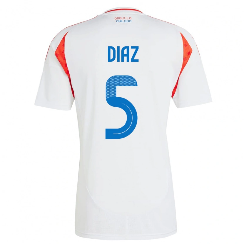 Danxen Niño Camiseta Chile Paulo Díaz #5 Blanco 2ª Equipación 24-26 La Camisa México