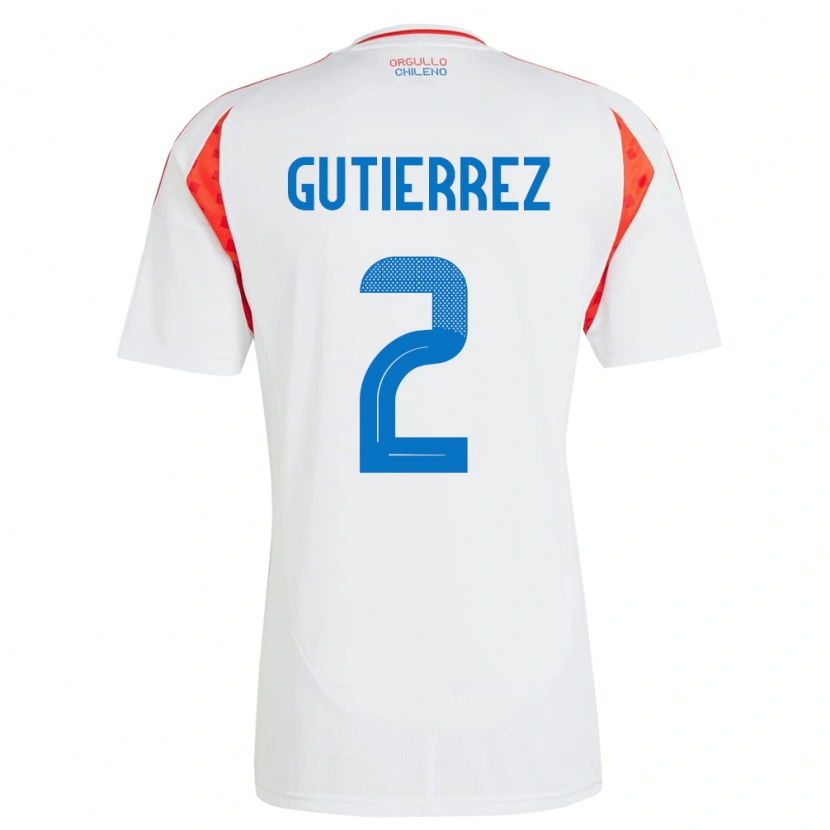 Danxen Niño Camiseta Chile Joaquín Gutiérrez #2 Blanco 2ª Equipación 24-26 La Camisa México