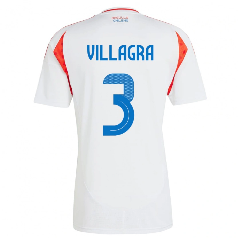Danxen Niño Camiseta Chile Jonathan Villagra #3 Blanco 2ª Equipación 24-26 La Camisa México