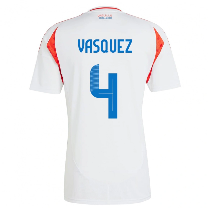Danxen Niño Camiseta Chile Matías Vásquez #4 Blanco 2ª Equipación 24-26 La Camisa México