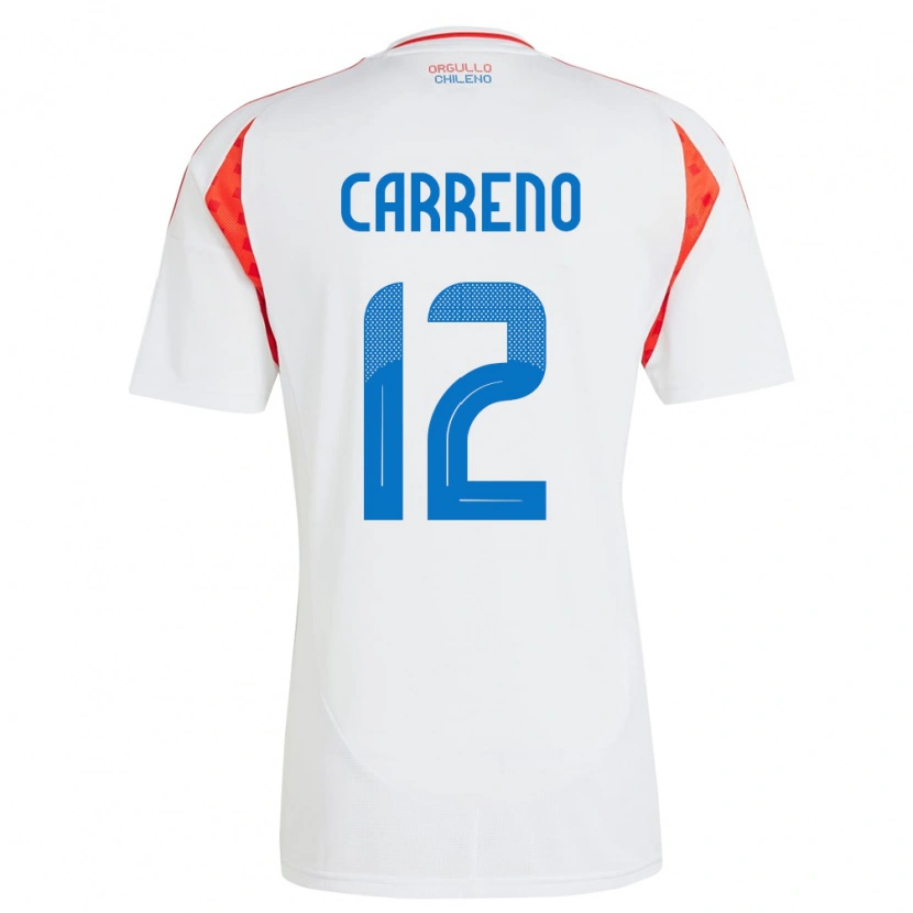 Danxen Niño Camiseta Chile Diego Carreño #12 Blanco 2ª Equipación 24-26 La Camisa México