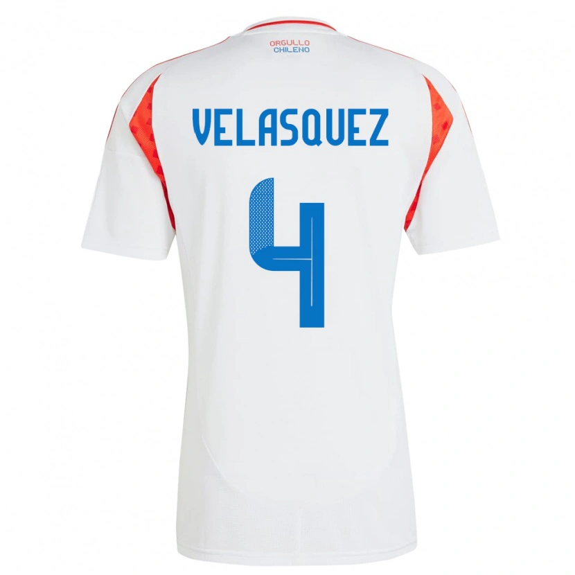 Danxen Niño Camiseta Chile Lucas Velásquez #4 Blanco 2ª Equipación 24-26 La Camisa México