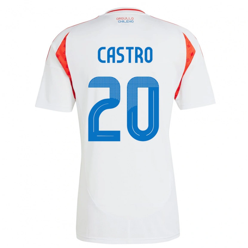 Danxen Niño Camiseta Chile Benjamín Castro #20 Blanco 2ª Equipación 24-26 La Camisa México