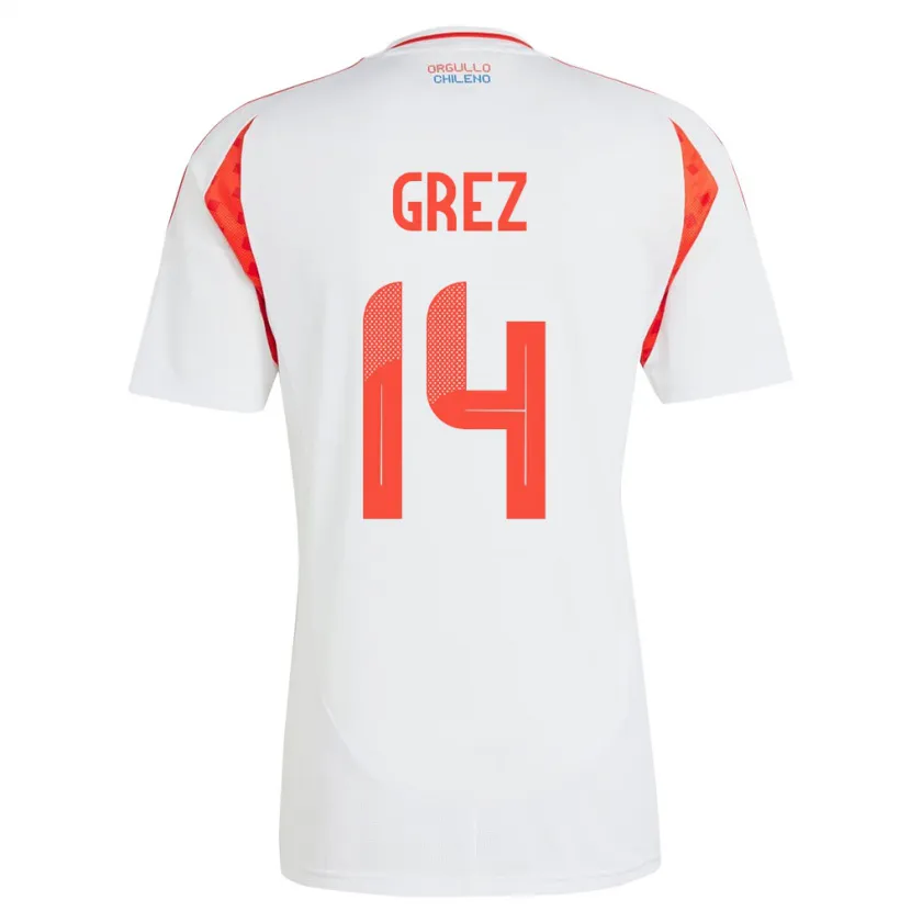 Danxen Niño Camiseta Chile Javiera Grez #14 Blanco 2ª Equipación 24-26 La Camisa México