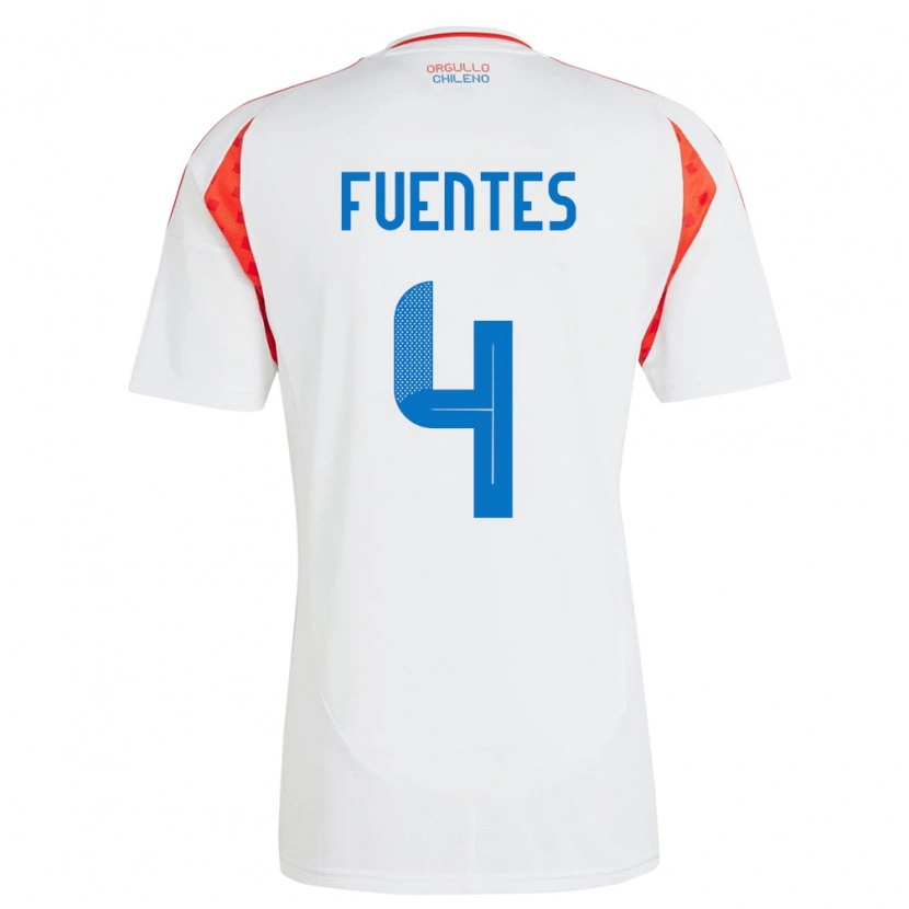 Danxen Niño Camiseta Chile Karen Fuentes #4 Blanco 2ª Equipación 24-26 La Camisa México