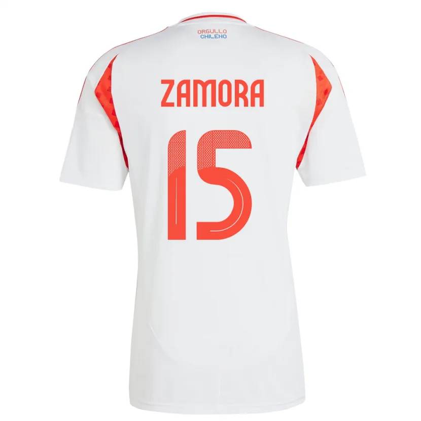 Danxen Niño Camiseta Chile Daniela Zamora #15 Blanco 2ª Equipación 24-26 La Camisa México