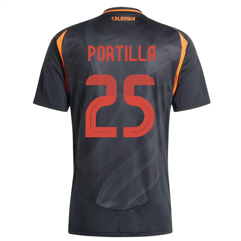Danxen Niño Camiseta Colombia Juan Portilla #25 Negro 2ª Equipación 24-26 La Camisa México