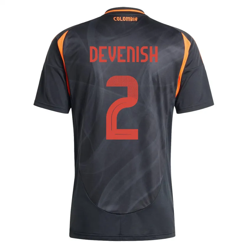 Danxen Niño Camiseta Colombia Cristian Devenish #2 Negro 2ª Equipación 24-26 La Camisa México