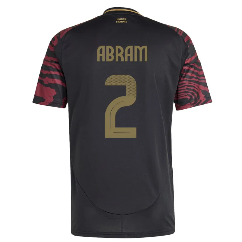 Danxen Niño Camiseta Perú Luis Abram #2 Negro 2ª Equipación 24-26 La Camisa México