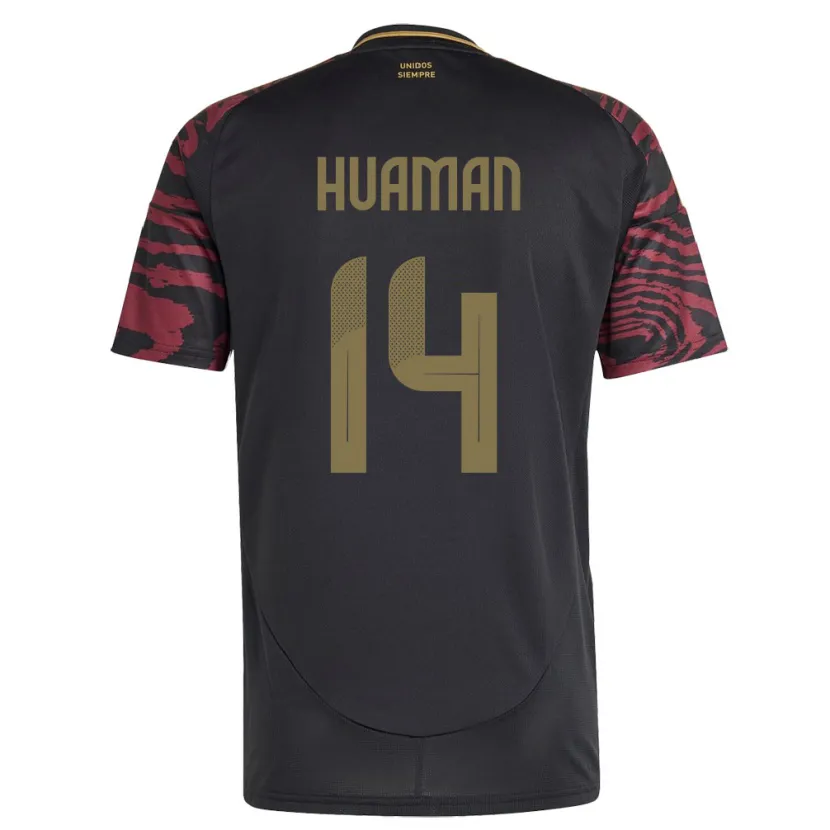 Danxen Niño Camiseta Perú Marco Huamán #14 Negro 2ª Equipación 24-26 La Camisa México