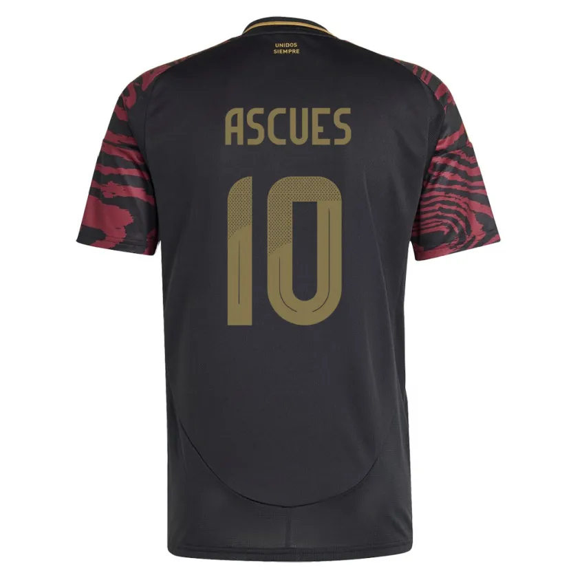 Danxen Niño Camiseta Perú Adrián Ascues #10 Negro 2ª Equipación 24-26 La Camisa México