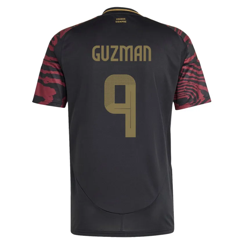 Danxen Niño Camiseta Perú Víctor Guzmán #9 Negro 2ª Equipación 24-26 La Camisa México
