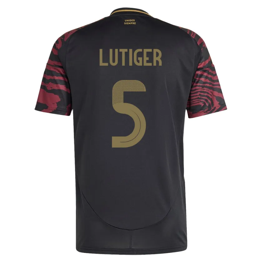 Danxen Niño Camiseta Perú Rafael Lutiger #5 Negro 2ª Equipación 24-26 La Camisa México