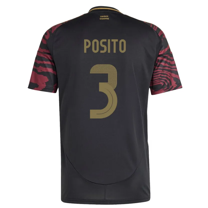 Danxen Niño Camiseta Perú Alejandro Pósito #3 Negro 2ª Equipación 24-26 La Camisa México
