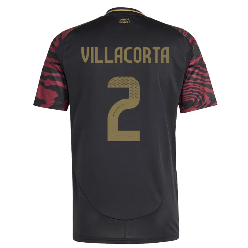 Danxen Niño Camiseta Perú Anderson Villacorta #2 Negro 2ª Equipación 24-26 La Camisa México