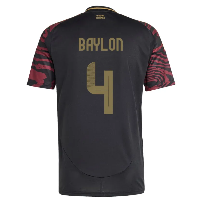 Danxen Niño Camiseta Perú Luis Baylón #4 Negro 2ª Equipación 24-26 La Camisa México