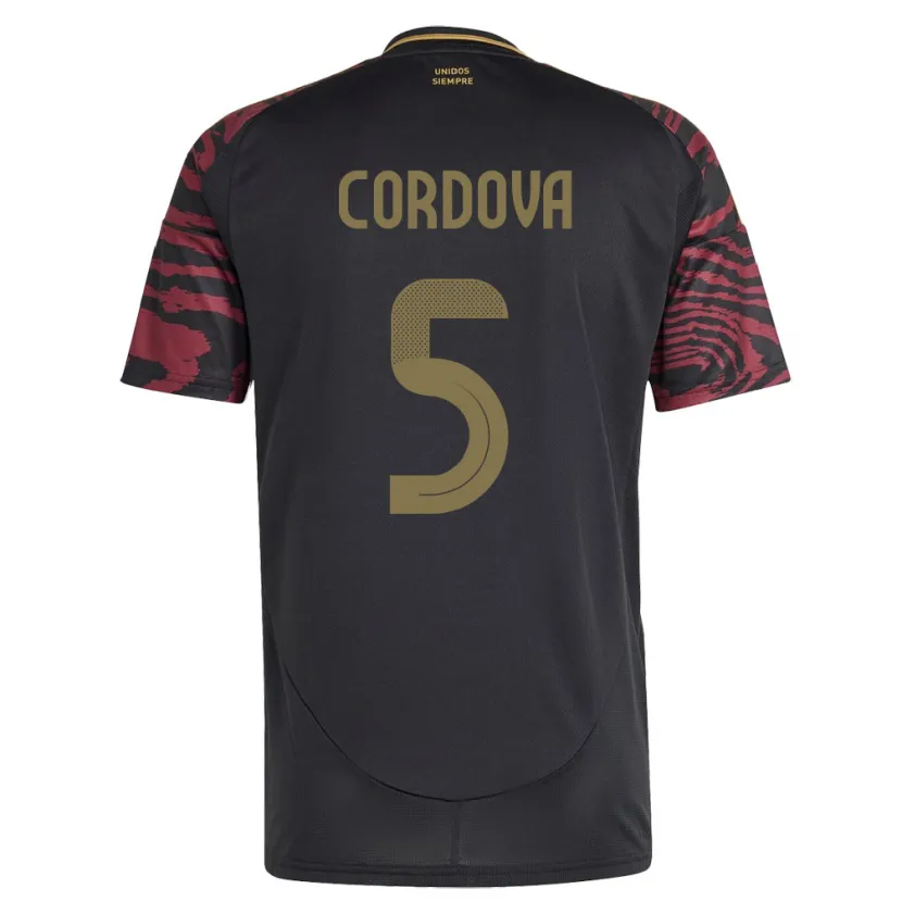 Danxen Niño Camiseta Perú Bryan Córdova #5 Negro 2ª Equipación 24-26 La Camisa México