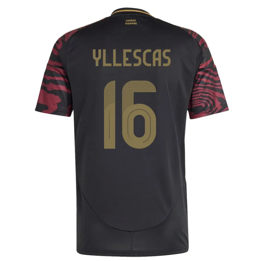 Danxen Niño Camiseta Perú Jhosenffer Yllescas #16 Negro 2ª Equipación 24-26 La Camisa México