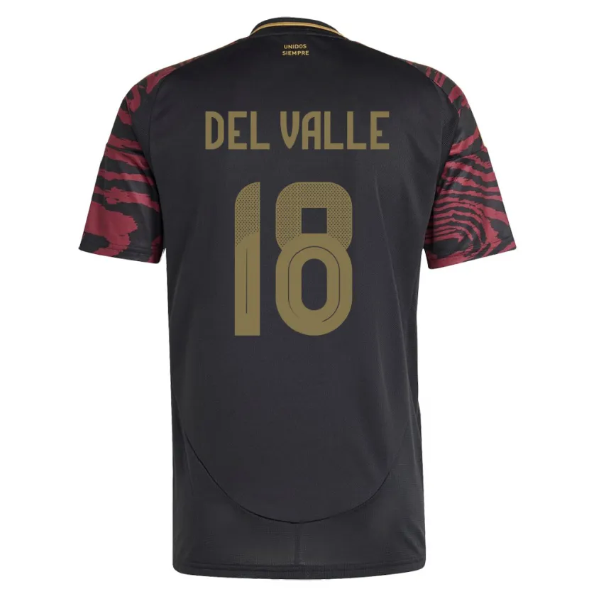 Danxen Niño Camiseta Perú Yamir Del Valle #18 Negro 2ª Equipación 24-26 La Camisa México