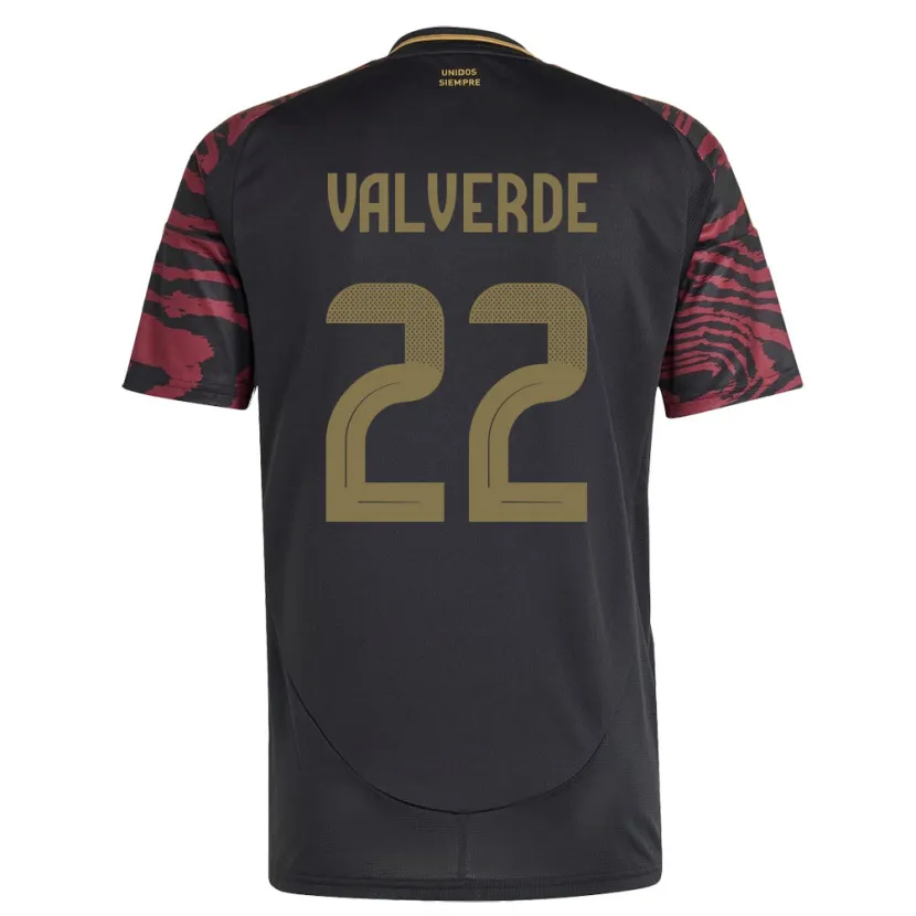 Danxen Niño Camiseta Perú Malena Valverde #22 Negro 2ª Equipación 24-26 La Camisa México