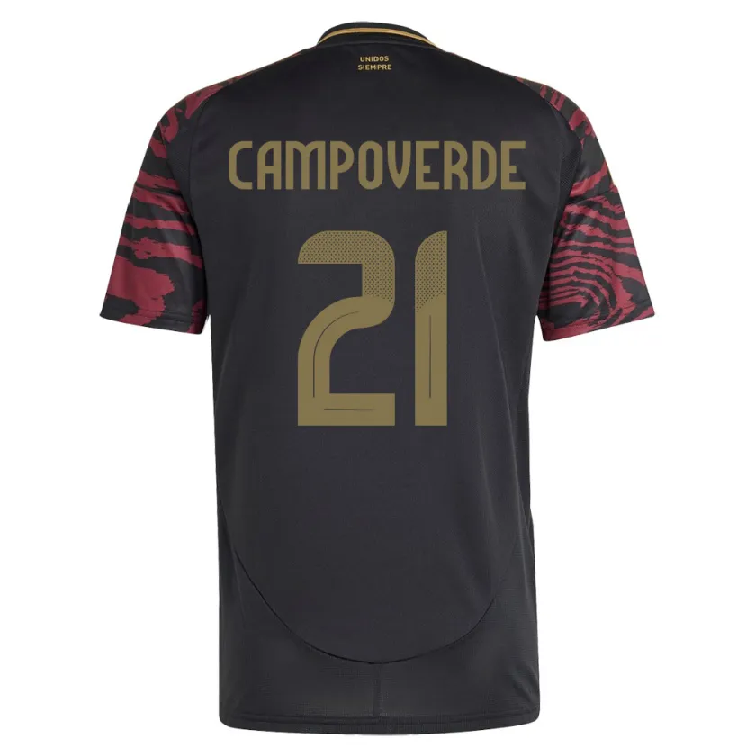 Danxen Niño Camiseta Perú Luz Campoverde #21 Negro 2ª Equipación 24-26 La Camisa México