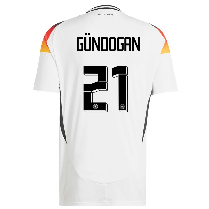 Danxen Hombre Camiseta Alemania Ilkay Gundogan #21 Blanco 1ª Equipación 24-26 La Camisa México
