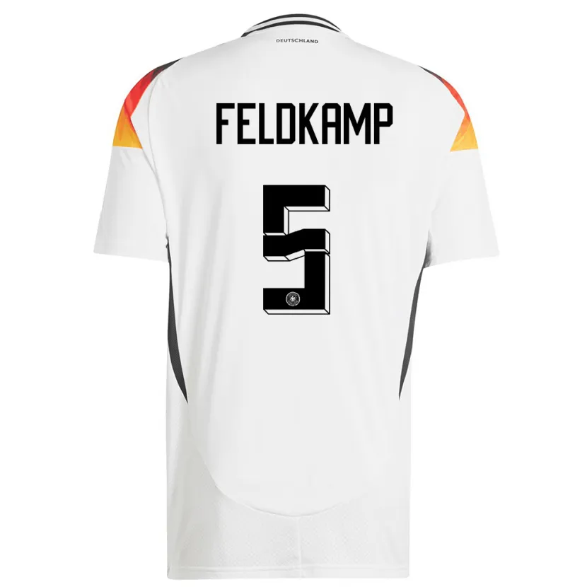 Danxen Hombre Camiseta Alemania Jana Feldkamp #5 Blanco 1ª Equipación 24-26 La Camisa México