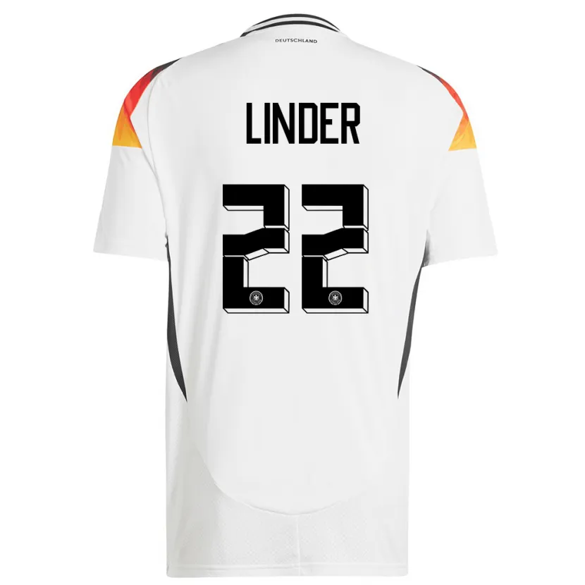 Danxen Hombre Camiseta Alemania Sarai Linder #22 Blanco 1ª Equipación 24-26 La Camisa México