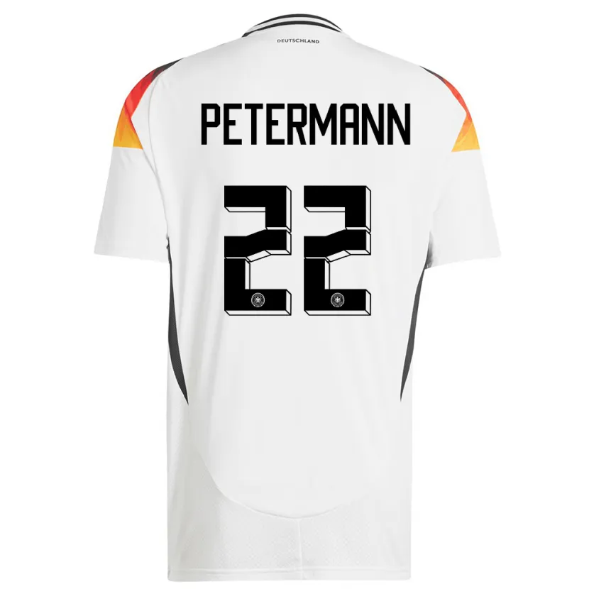 Danxen Hombre Camiseta Alemania Lena Petermann #22 Blanco 1ª Equipación 24-26 La Camisa México