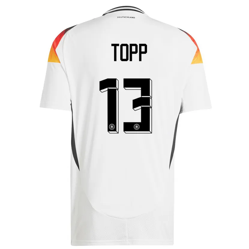 Danxen Hombre Camiseta Alemania Keke Topp #13 Blanco 1ª Equipación 24-26 La Camisa México