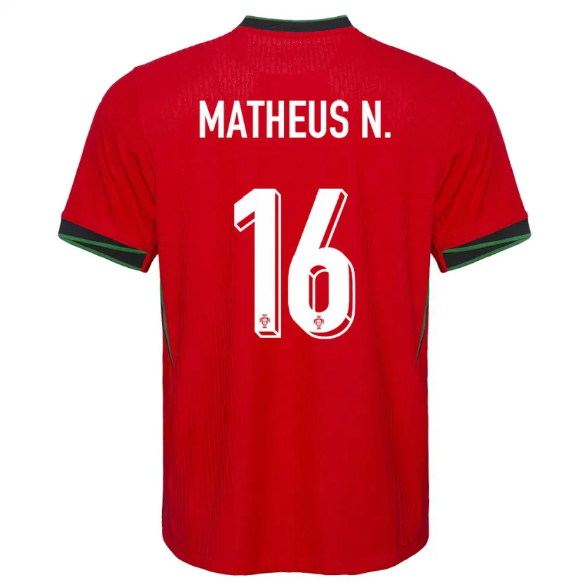 Danxen Hombre Camiseta Portugal Matheus Nunes #16 Rojo 1ª Equipación 24-26 La Camisa México