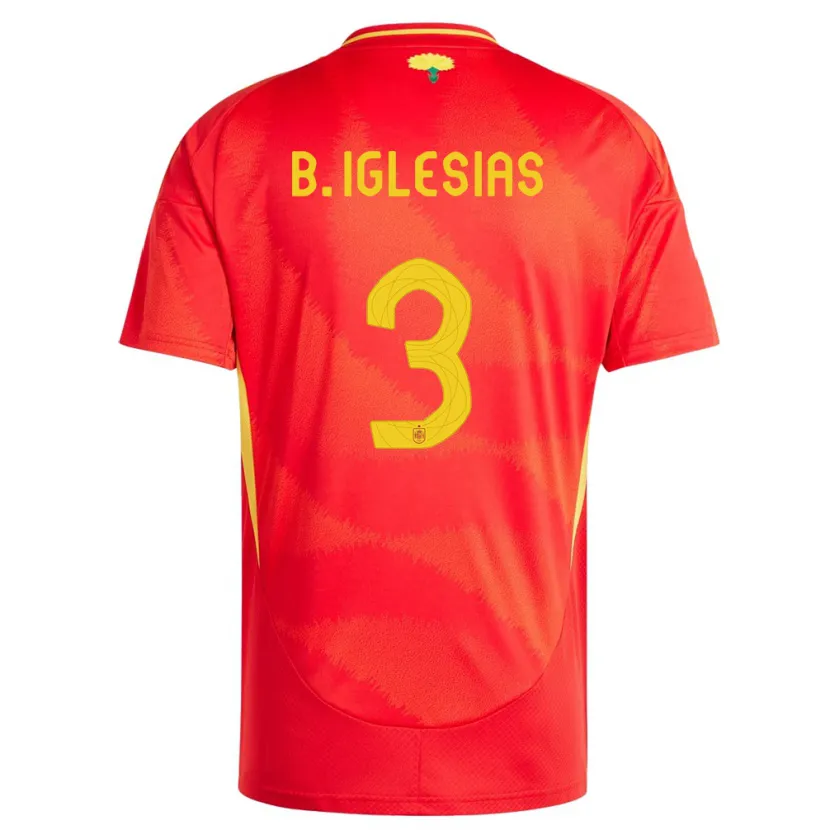 Danxen Hombre Camiseta España Borja Iglesias #3 Rojo 1ª Equipación 24-26 La Camisa México