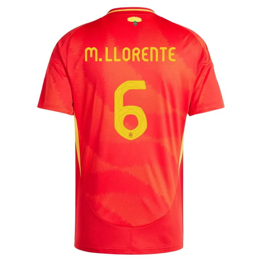 Danxen Hombre Camiseta España Marcos Llorente #6 Rojo 1ª Equipación 24-26 La Camisa México