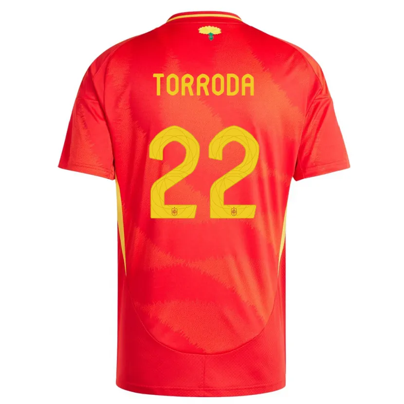 Danxen Hombre Camiseta España Anna Torroda #22 Rojo 1ª Equipación 24-26 La Camisa México