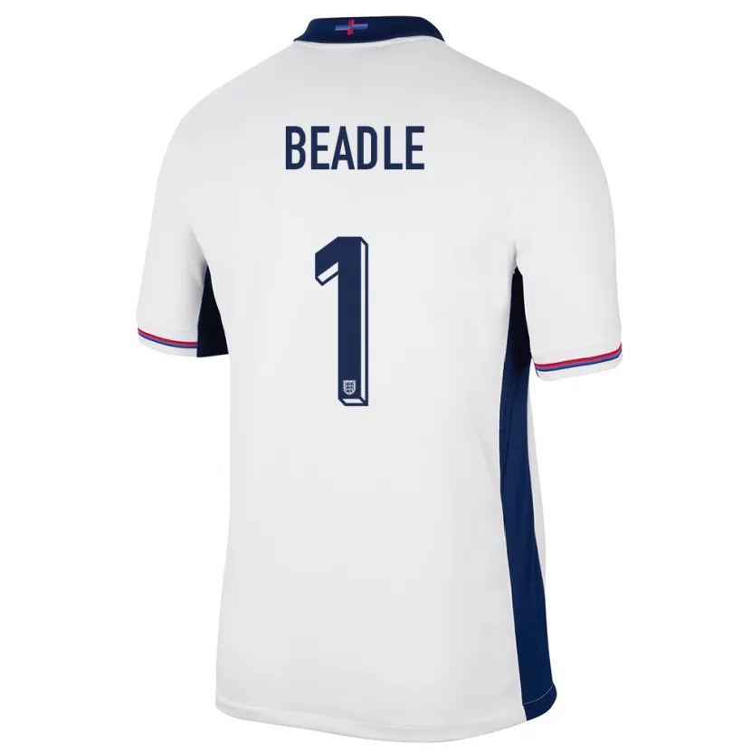 Danxen Hombre Camiseta Inglaterra James Beadle #1 Blanco 1ª Equipación 24-26 La Camisa México