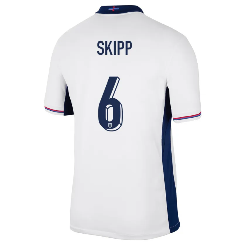 Danxen Hombre Camiseta Inglaterra Oliver Skipp #6 Blanco 1ª Equipación 24-26 La Camisa México