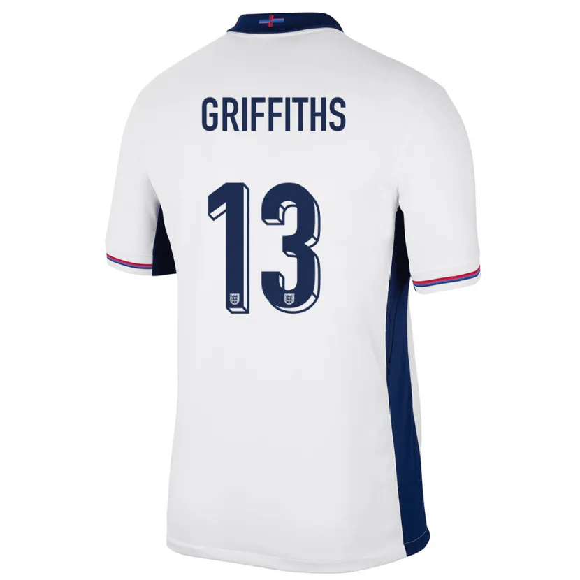 Danxen Hombre Camiseta Inglaterra Josh Griffiths #13 Blanco 1ª Equipación 24-26 La Camisa México