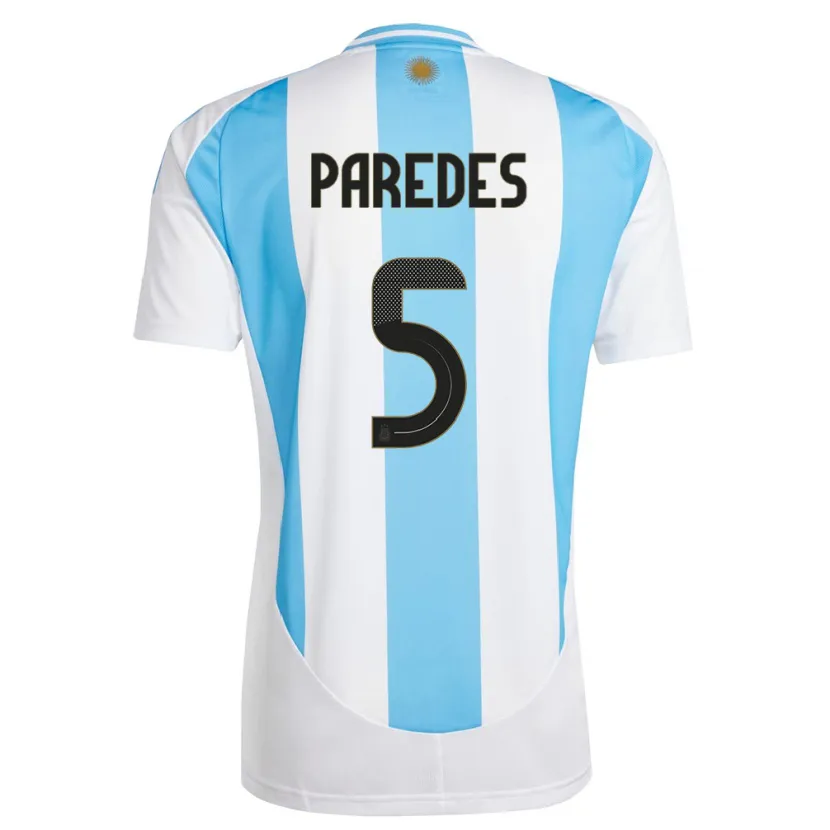 Danxen Hombre Camiseta Argentina Leandro Paredes #5 Blanco Azul 1ª Equipación 24-26 La Camisa México