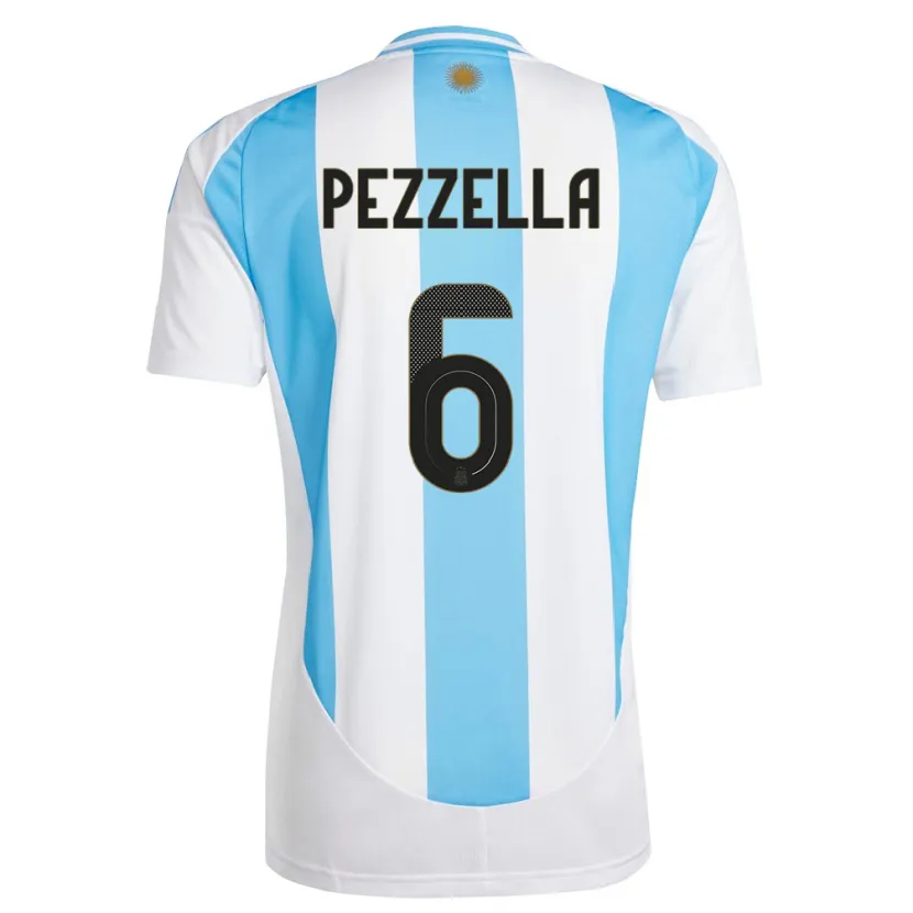 Danxen Hombre Camiseta Argentina German Pezzella #6 Blanco Azul 1ª Equipación 24-26 La Camisa México